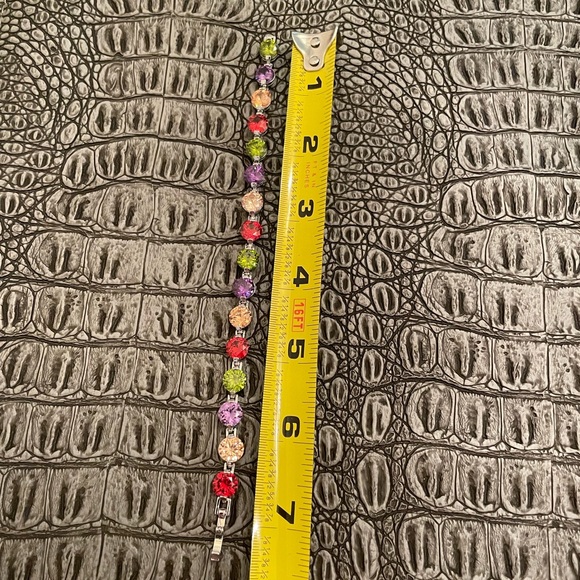 Sterling Silver and multicolored lab created gemstone bracelet. - Picture 5 of 7